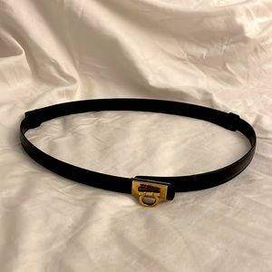 Salvatore Ferragamo Adjustable Black Leather Belt